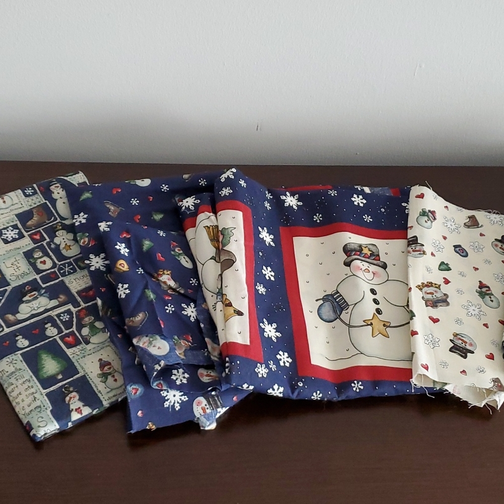 Snowman fabric - set of 4 different coordinating fabrics